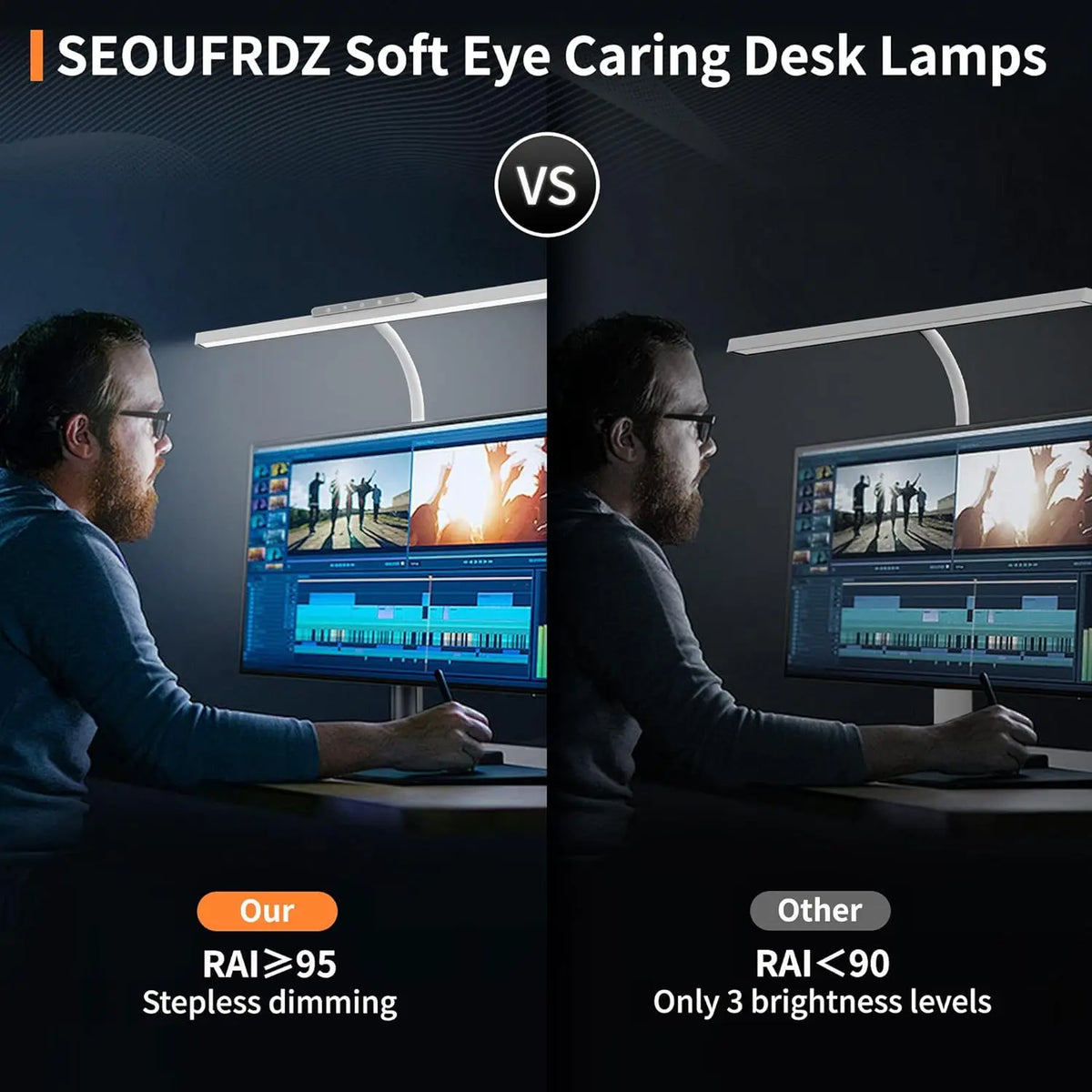 Stepless Dimming LED Clamp Desk Lamp – color temperature options