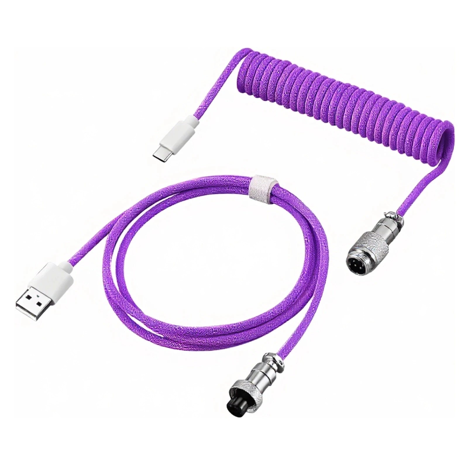 Coiled USB-C Mechanical Keyboard Cable – plugged into keyboard