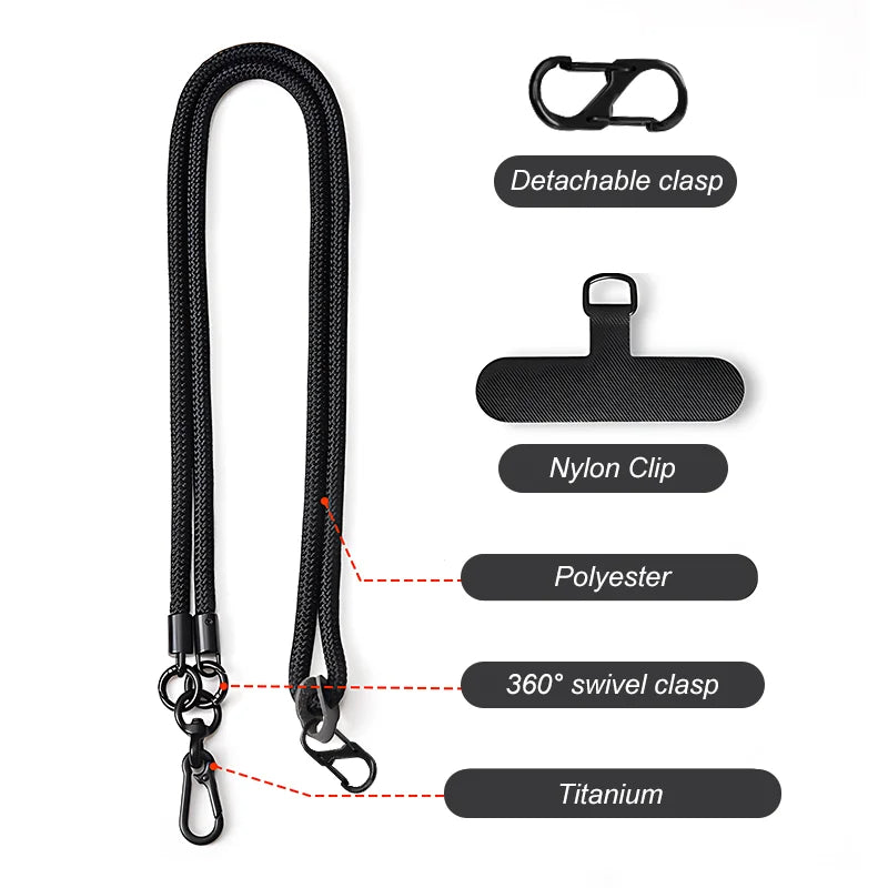 10MM Adjustable Lanyard Cross-body Shoulder Straps Mobile Phone Lanyard Neckban Braided Strap Rope Cell Phone Accessories
