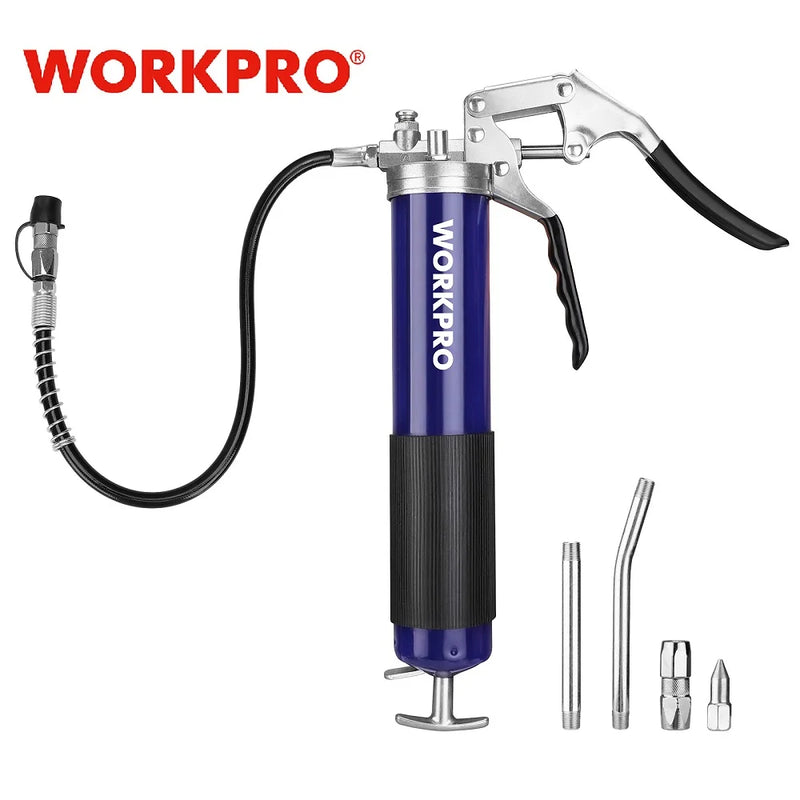 WORKPRO 6000PSI Grease Gun Mini Pistol Grip Gun Set Syringe for Oil And Car Lubrication SUV Trucks with Flexible Extension Hose