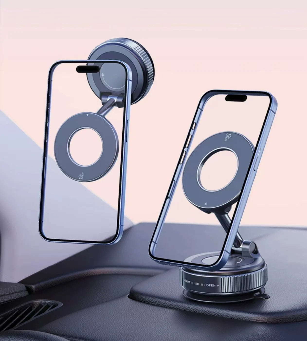 360° Rotating Magnetic Desktop Phone Stand – compact folded size