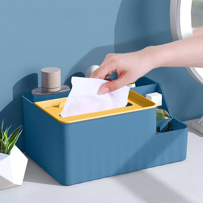 6-Section Desk & Tissue Organizer – filled with items