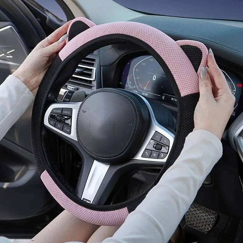 Cartoon Cat Ears Steering Wheel Cover – cat ears close-up