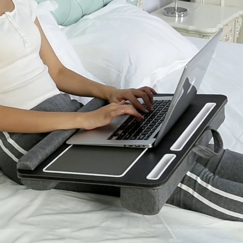 Anti-Slip Laptop Desk with Mouse Pad – laptop resting on desk