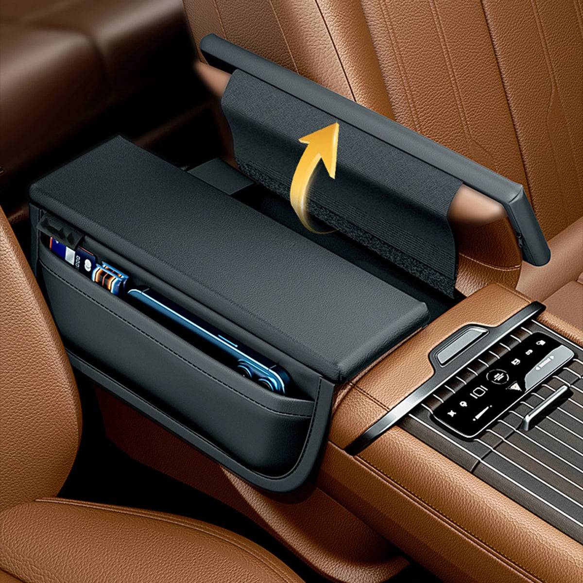 PU Leather Car Armrest Cover – PU leather texture close-up