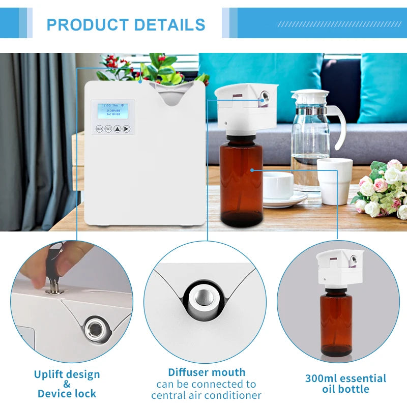 300ml Smart Aroma Diffuser Machine Wall Mounted Air Lonizer Essential Oil Diffuser Air Purifier With WIFI Control For Home hotel