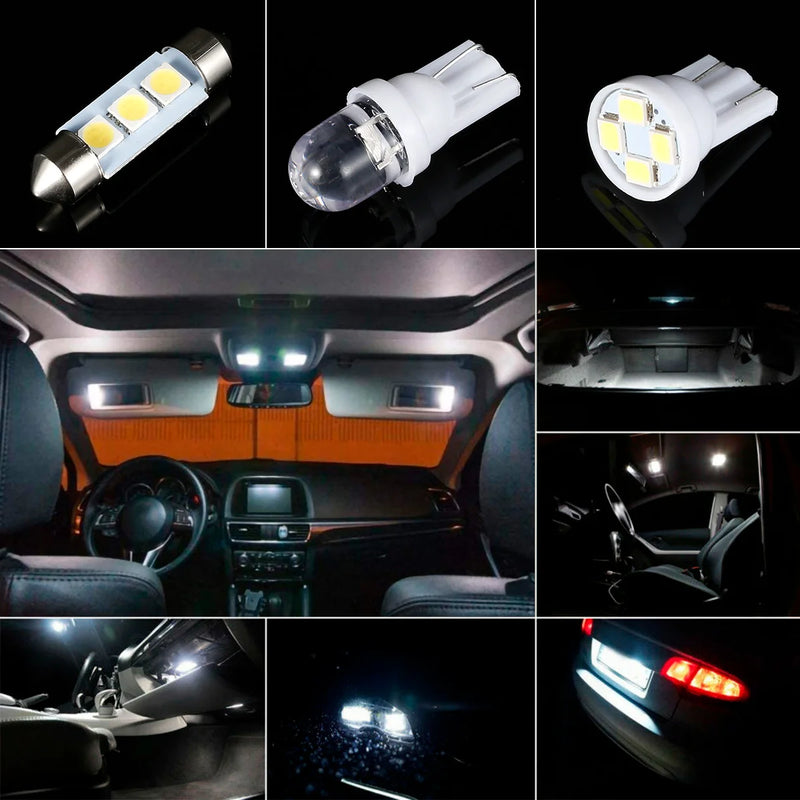 42Pcs LED Car Interior Lights T10 6000K SMD LED Xenon White Interior Light Bulbs Replacement License Plate Reading Light Bulb