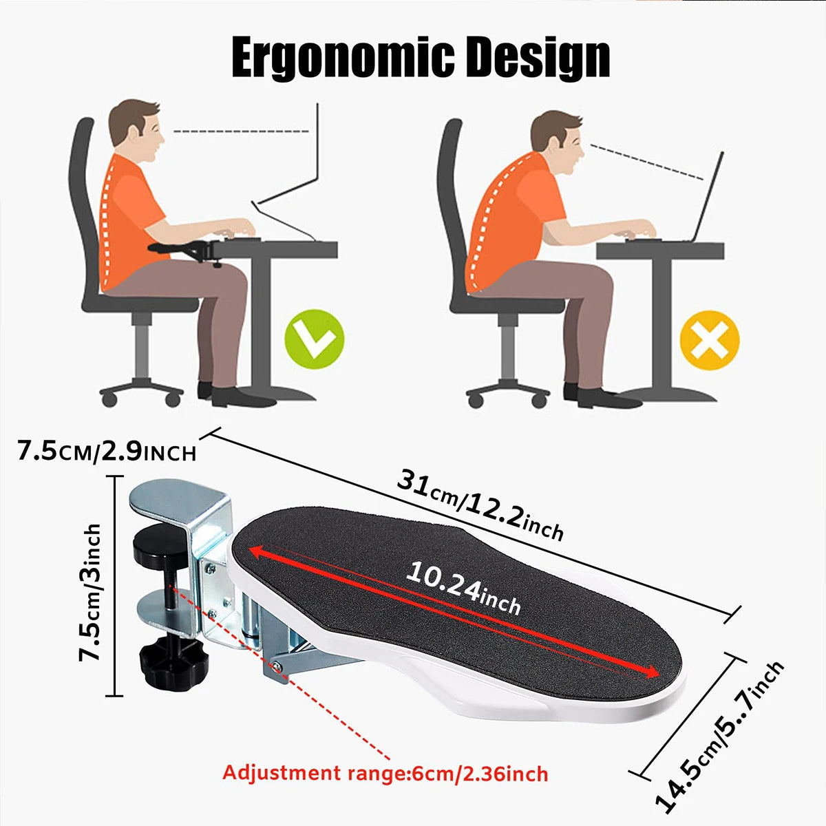 Adjustable Computer Arm Wrist Support Bracket – arm resting in use