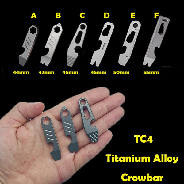 8 IN 1 MINI TC4 Titanium Alloy Crowbar Bottle Opener Graduated scale Hexagon Wrench EDC Outdoor Tools Multifunction Camping Gear