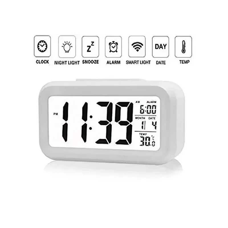 Backlit Multi-Function Digital Desk Clock – backlight glow view