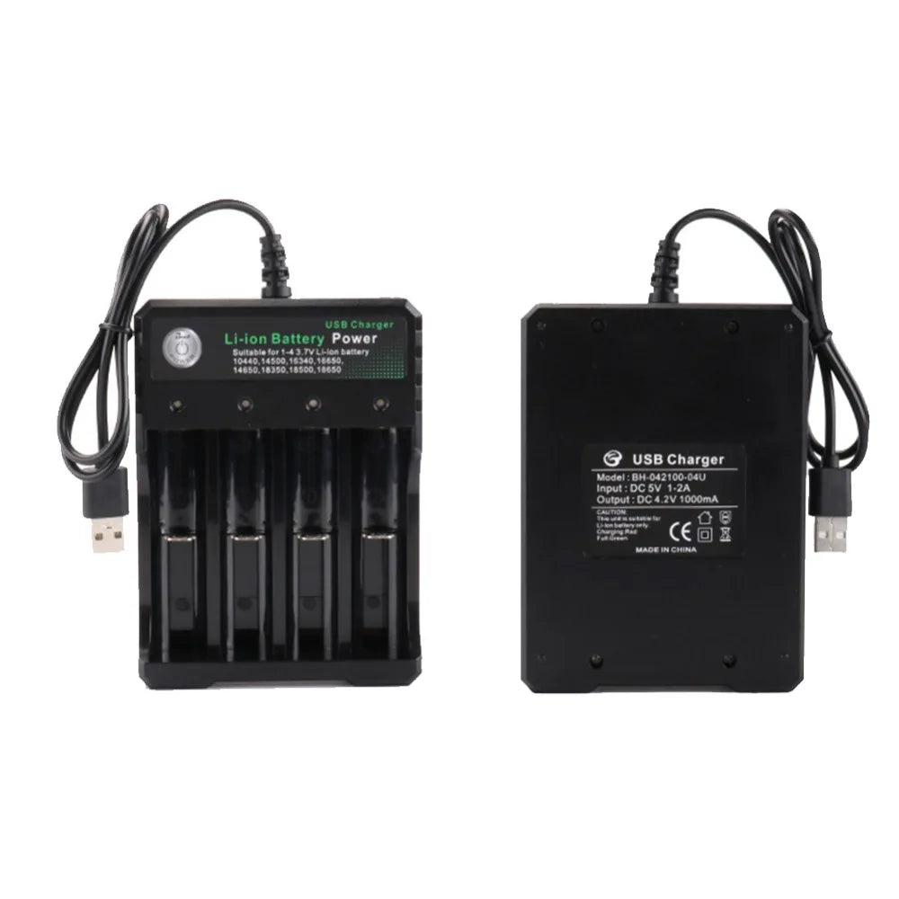 4-Slot 18650 Battery Charger – empty charger view