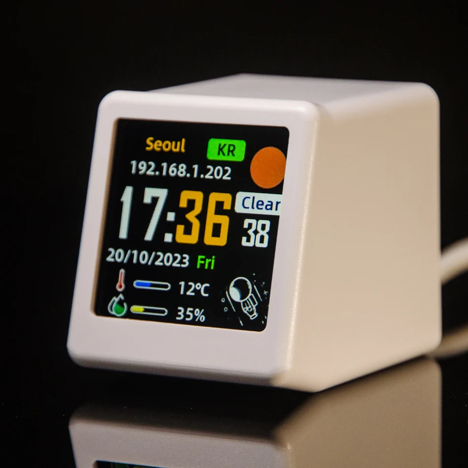 Mini Smart WiFi Weather Clock – compact size comparison
