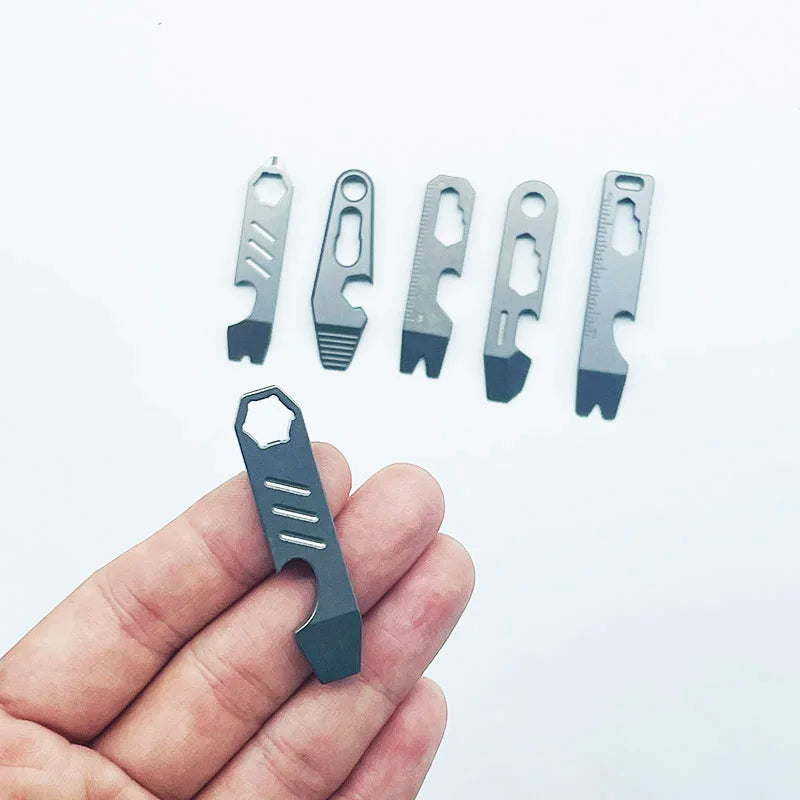 8 IN 1 MINI TC4 Titanium Alloy Crowbar Bottle Opener Graduated scale Hexagon