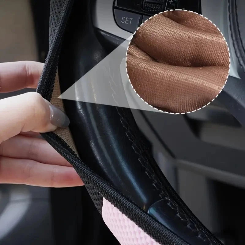 Cartoon Cat Ears Steering Wheel Cover – fitting demonstration