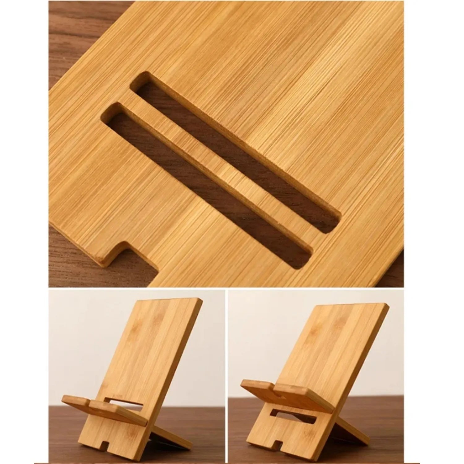 Bamboo Wireless Charging Phone Stand – desk setup