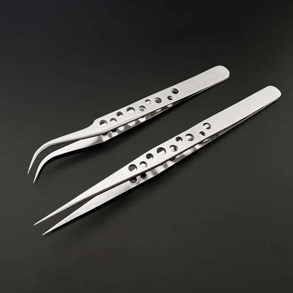 Industrial Tweezers Electronics Anti-static Curved Straight Tip Precision Stainless DIY Hand Tools Sets Forceps Phone Repair