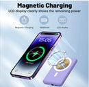 Magnetic Wireless Portable Power Bank, Foldable 10000Mah Battery Pack with USB-C Cable LED Display, Magnetic Power Bank 22.5W PD Fast Charging for Iphone 15/14/13/Pro/Mini/Pro Max (Light Blue)
