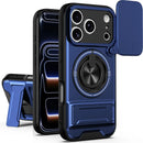 Phone Case for Iphone 17 16 15 14 13 12 Pro Max plus Case with 360 ° Rotation Magnetic Ring Compatible with Magsafe Slide Camera Cover Foldable Stand Military-Grade Shockproof Protective Case