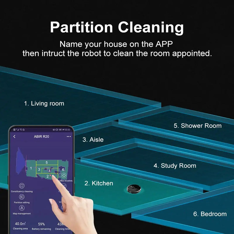 ABIR X8 Robot Vacuum Cleaner,Laser System Multiple Floors Maps Zone