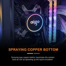 Circular Aigo ACSE Water Cooling CPU Cooler with illuminated logo and RGB lighting