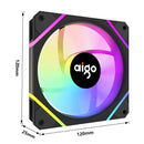 Aigo AM12PRO RGB Fan featuring colorful LED lighting for enhanced PC cooling and aesthetics
