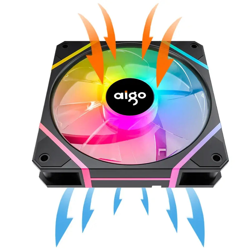 Colorful Aigo AM12PRO RGB Fan featuring vibrant RGB lighting for improved PC aesthetics