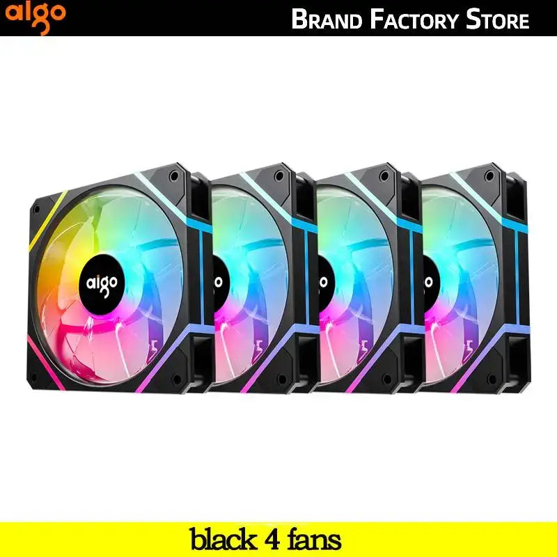 Four Aigo AM12PRO RGB Fans with transparent blades for superior cooling and style