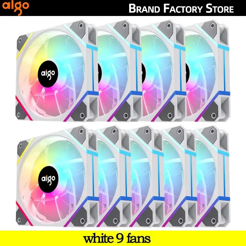 Aigo AM12PRO RGB Fan showcasing vibrant LED lighting for enhanced PC cooling and aesthetics