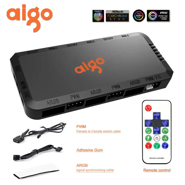 Aigo APC1 4Pin PWM 6 ARGB Ports 3Pin 5v Speed Controller Universal Computer - APC1