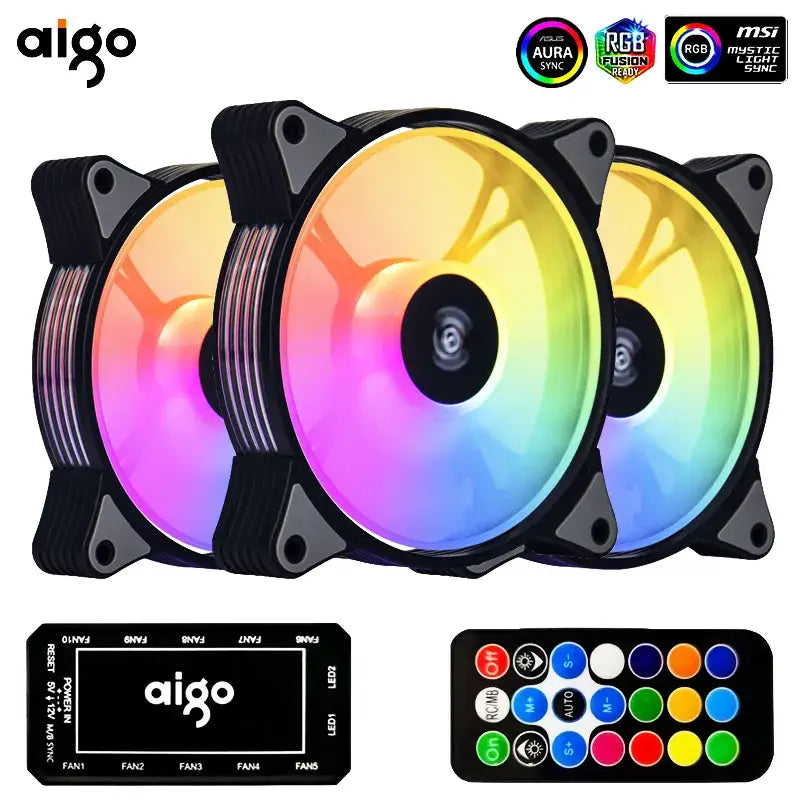 Aigo AR12 120mm Computer Case Fan with RGB lighting for enhanced cooling performance