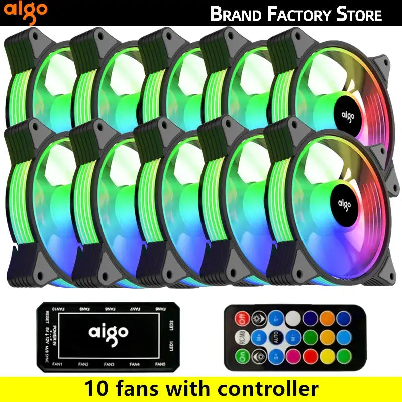 RGB Aigo AR12 120mm Computer Case Fan with LED lighting for enhanced cooling performance