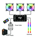 RGB cooling fan system with controller and LED strips for Aigo AR12 120mm cooling performance