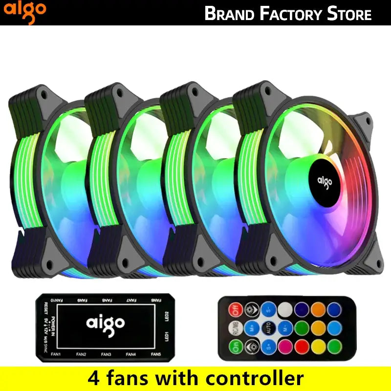 RGB Aigo AR12 120mm Computer Case Fan enhancing cooling performance with remote control