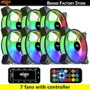 Aigo AR12 120mm RGB cooling fans with remote and power interface for enhanced cooling performance