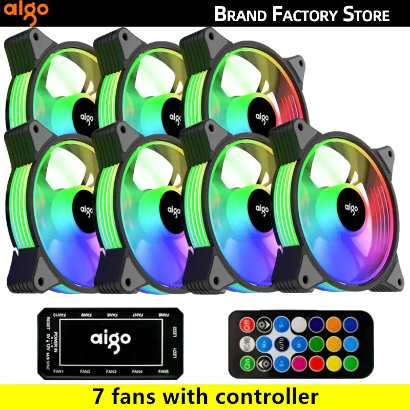 Aigo AR12 120mm RGB cooling fans with remote and power interface for enhanced cooling performance