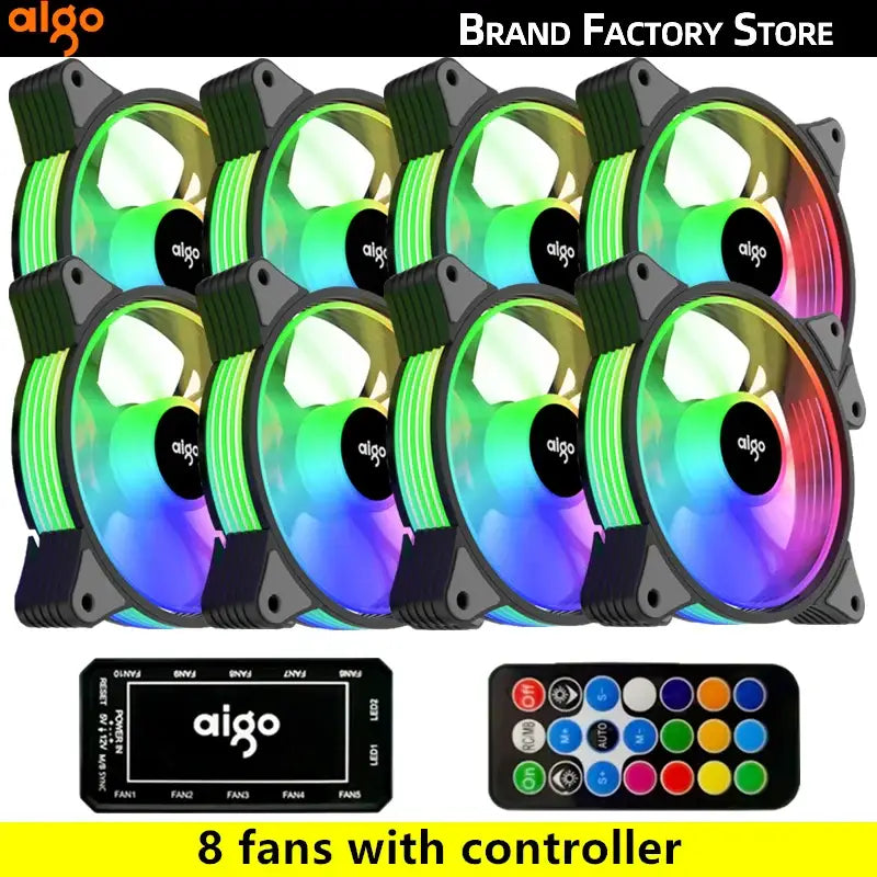 RGB Aigo AR12 120mm computer case fan with remote control for enhanced cooling performance