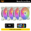 Four Aigo AR12 120mm RGB cooling fans with controller enhance cooling performance