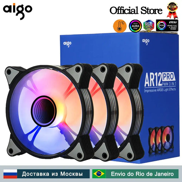 Aigo AR12PRO 120mm rgb fan 4pin PWM argb Cooling fan 3pin5v aurora effect