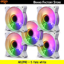 Aigo AR12PRO Computer Case Fans in RGB colors with white frames for efficient cooling