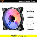 Aigo AR12PRO computer case fan featuring RGB LED lighting for efficient cooling