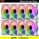 Set of eight RGB computer cooling fans with white frames for Aigo AR12PRO efficient cooling