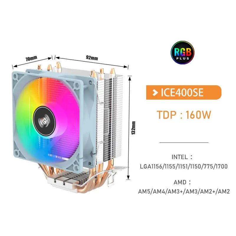 RGB Aigo CPU Cooler featuring colorful fan, metal heatsink, and efficient heat pipes