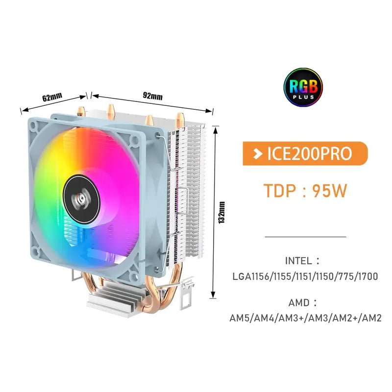 Aigo CPU Cooler featuring colorful fan, metal heatsink, and efficient radiator cooling 3pin