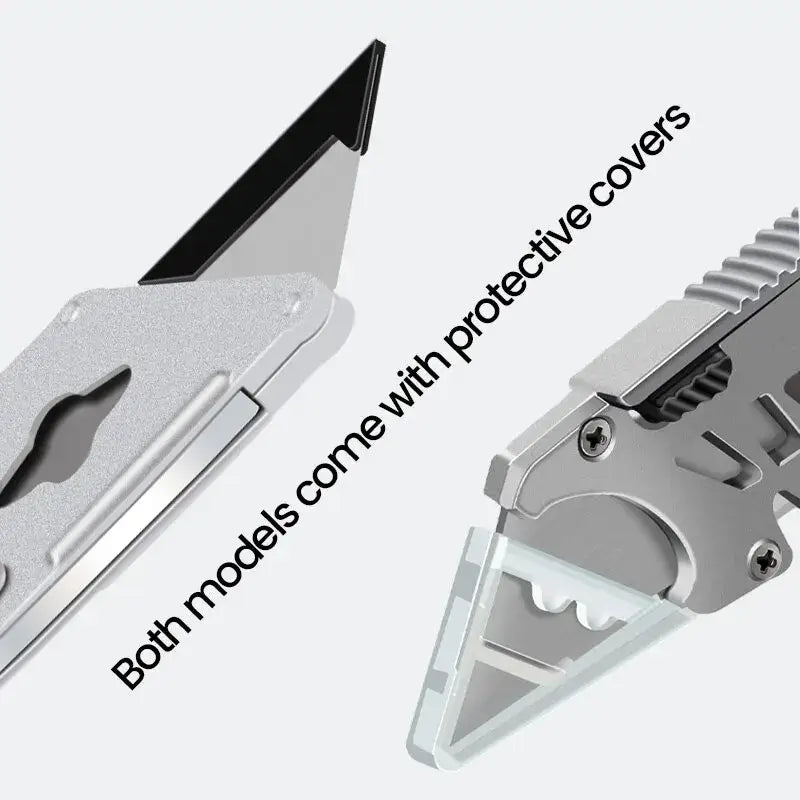 Utility knife with retractable stainless steel blade and protective cover by Airaj Stainless Steel