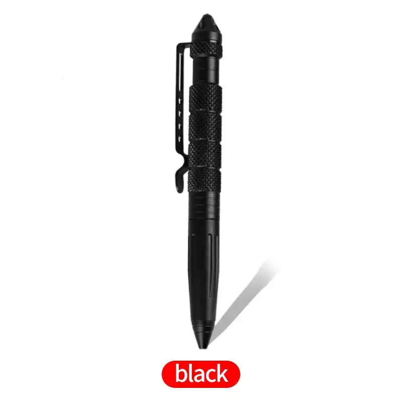 Black Tactical Defense Pen with Textured Grip for Aluminium-Copper Alloy Hand Tool