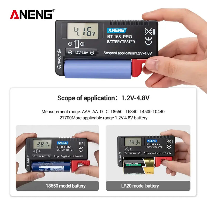 ANENG BT-168 Pro Digital Battery Tester with digital display for accurate battery measurement