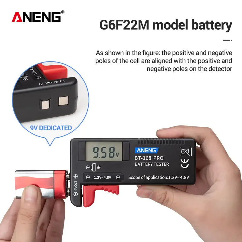 Battery tester ANENG BT-168 Pro digital battery tester with display and probes for measurement