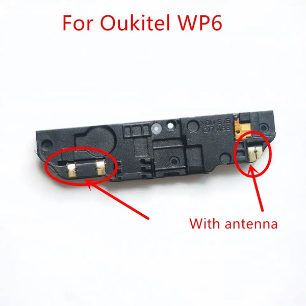 Smartphone antenna component of OUKITEL WP6 with highlighted parts and Mainland China design