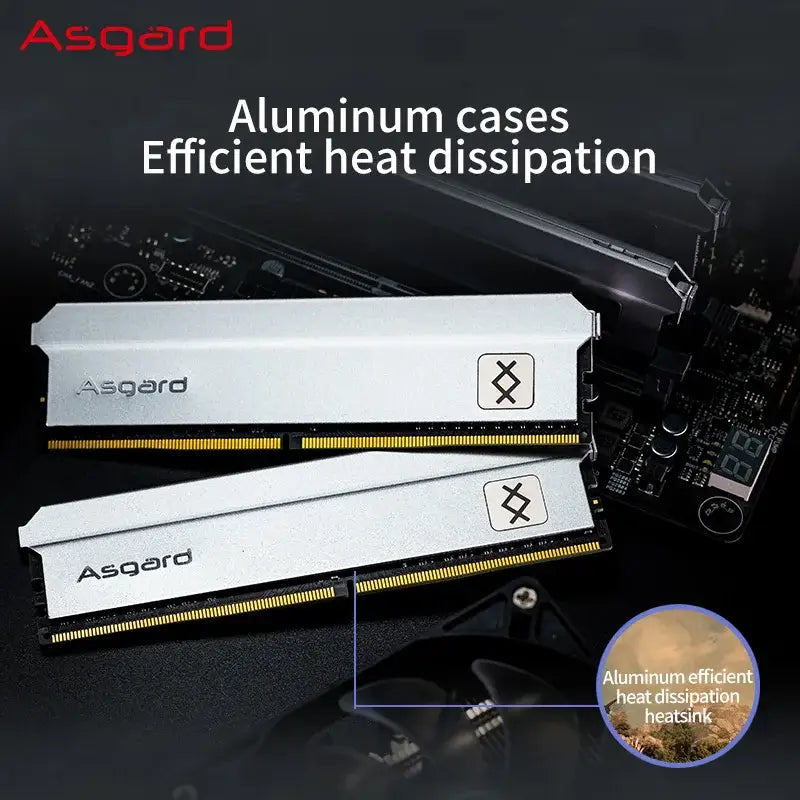 Asgard DDR4 RAM modules with white aluminum heat spreaders for enhanced PC performance