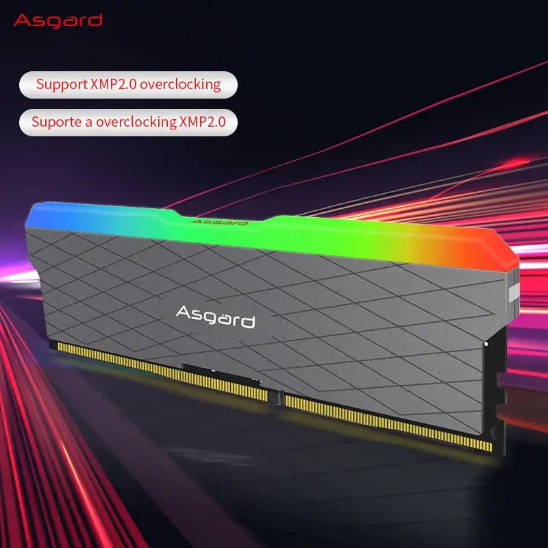 Asgard RGB DDR4 Memory module featuring vibrant RGB lighting and branding